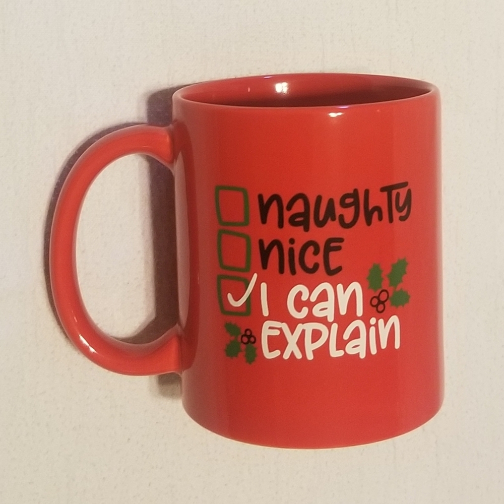 EUC 'I Can Explain' red humorous Christmas mug - Picture 1 of 4